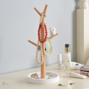 Arbre à bijoux en bois élégant pour organiser vos accessoires