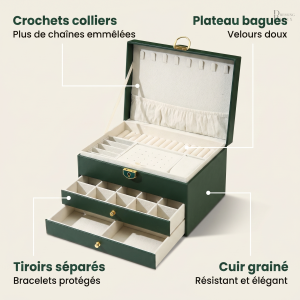 Élégante boîte à bijoux en cuir pour un rangement soigné