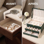 Boîte à bijoux en cuir, design chic et pratique