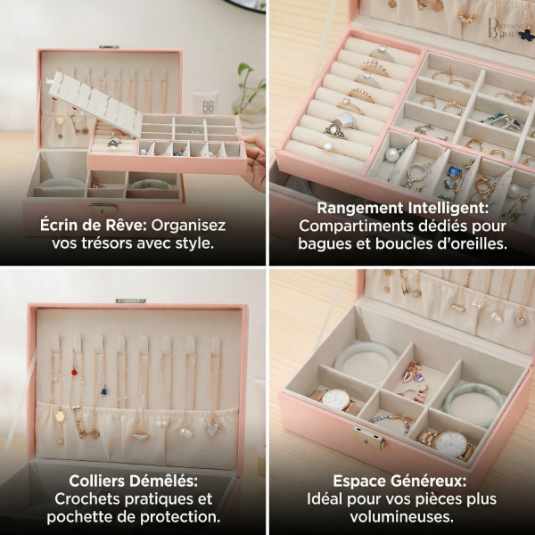 Boîte à Bijoux avec compartiments organisés