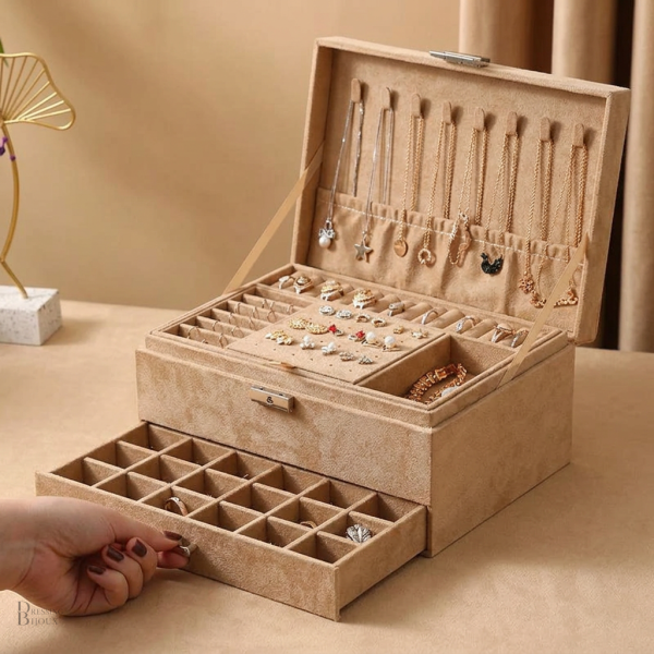 Boîte de rangement pour bijoux en velours